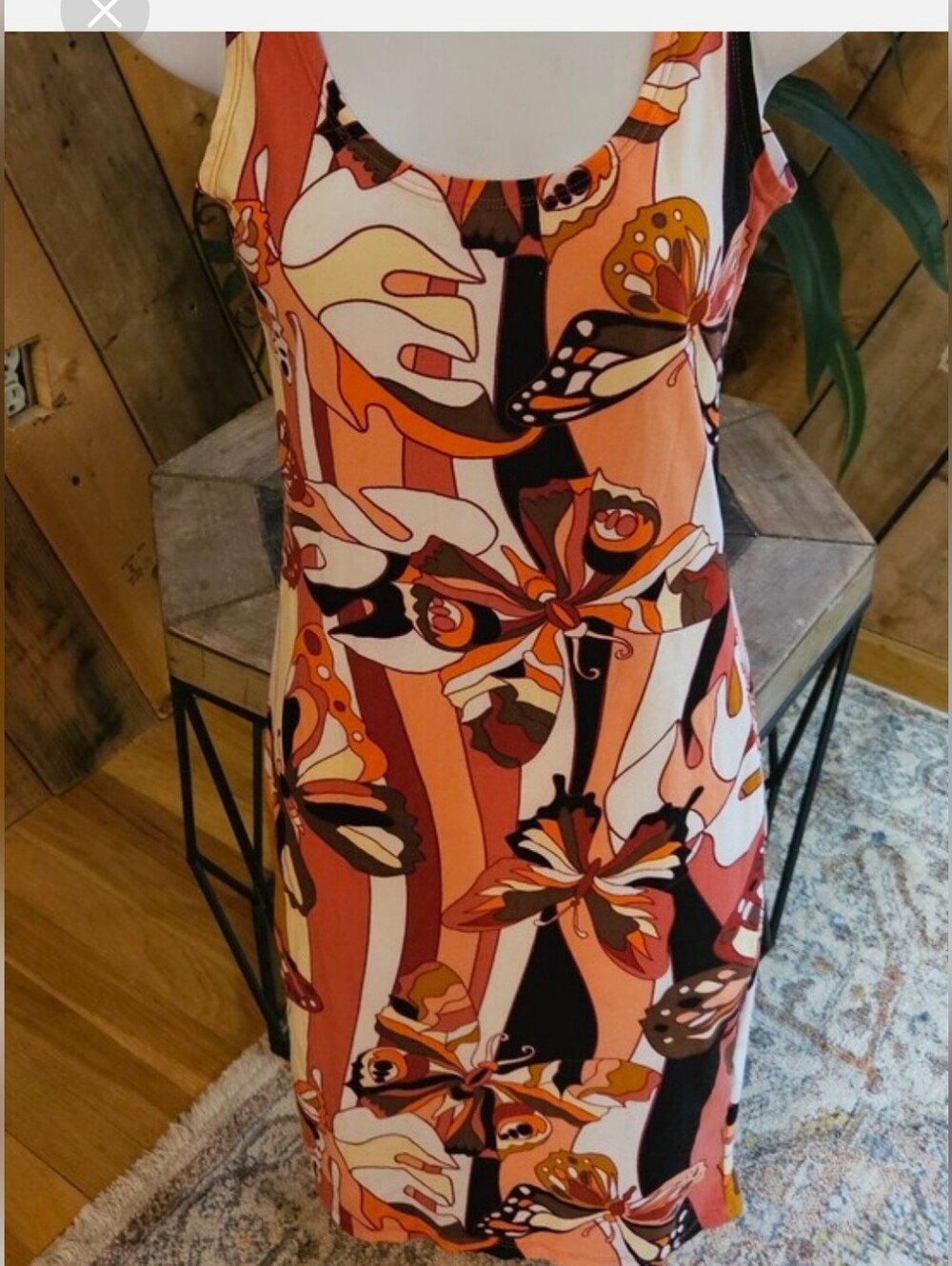 Jolie & Joy Floral Scoop Neck Mini Dress M Psych Retro Boho - Picture 3 of 8